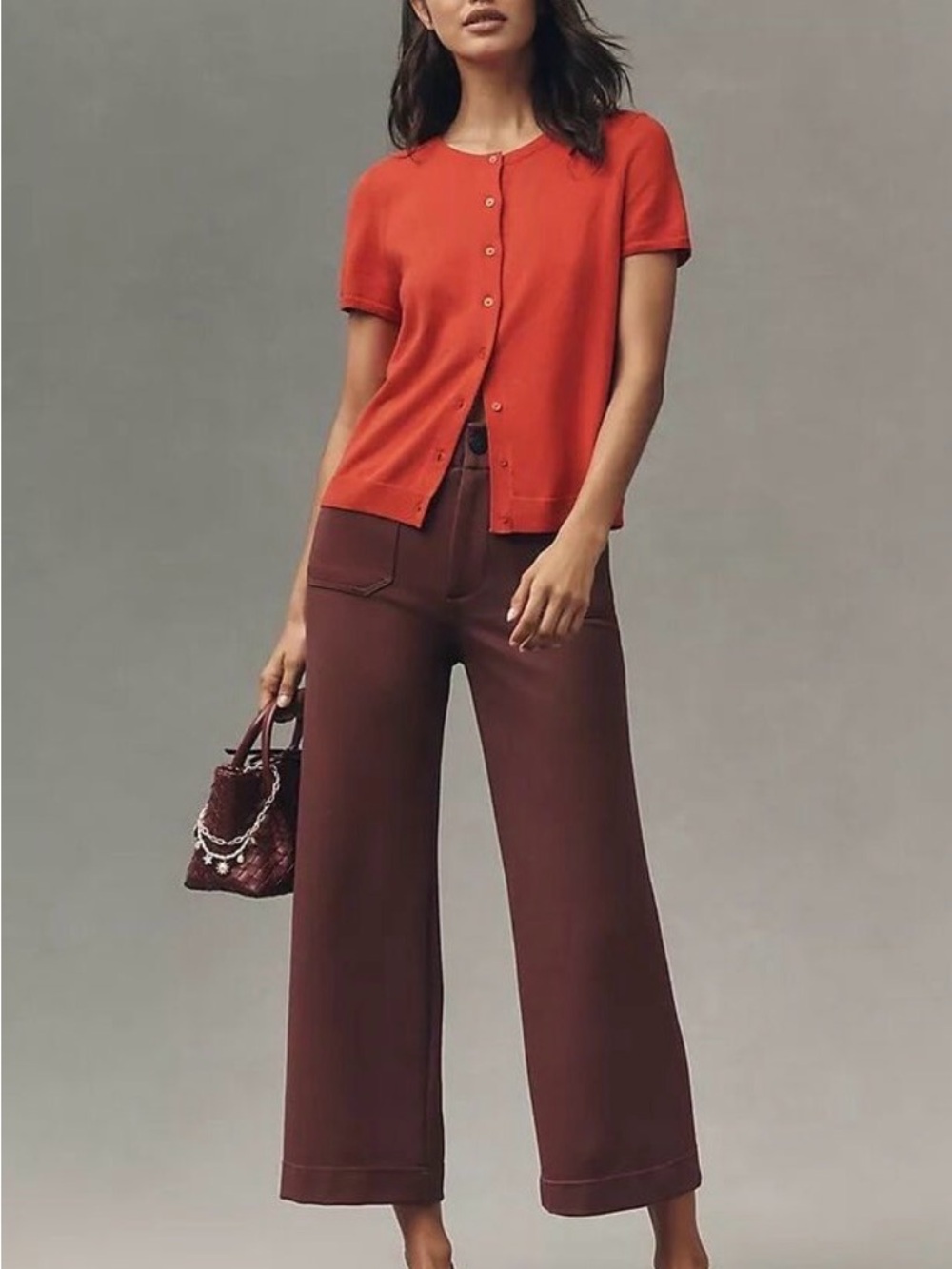 Maeve Wide-Leg Colette Pants in Rich Chestnut Brown